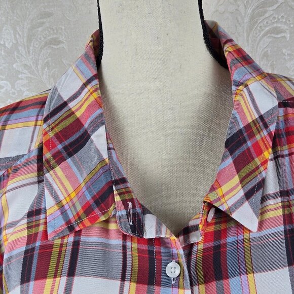 Torrid Size 4 (US 26) Multicolor Plaid Tunic Top Button Down Front Long Sleeves - Picture 3 of 13